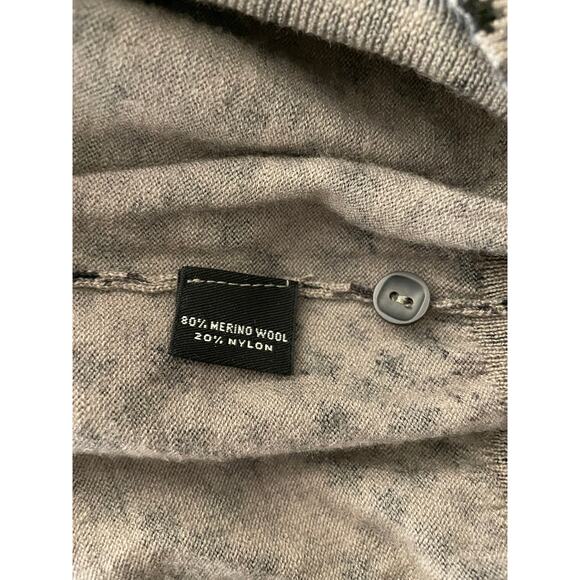 Murano Wool Mens Sweater Size Medium Beige Black Collared 1/4 Button Small Flaw - Picture 4 of 10